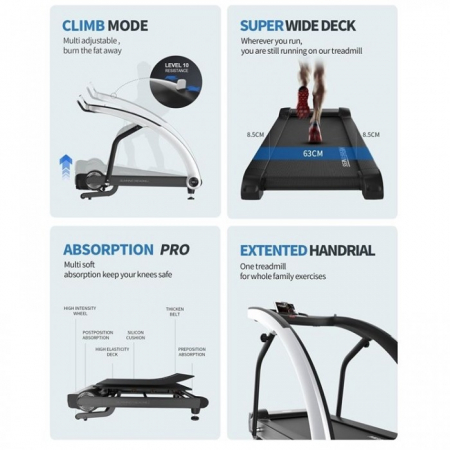 Banda de alergare pentru acasa Luxury ST01, 2 CP, 120 kg, 15 km/h, TheWay Fitness [2]