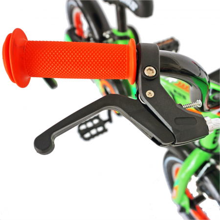 Bicicleta baieti Carpat RIDER C1207C, roata 12", V-Brake, roti ajutatoare, 2-4 ani, verde/portocaliu [3]