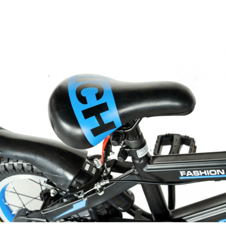 Bicicleta baieti Rich Baby 2-4 Ani, Roti 12 Inch, Frane C-Brake, Roti Ajutatoare, Rich Baby CST12/02C, Cadru Negru cu Design Albastru [7]