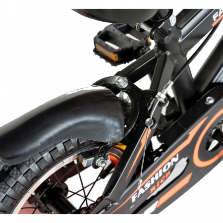 Bicicleta baieti Rich Baby 4-6 Ani, Roti 16 Inch, Frane C-Brake, Roti Ajutatoare, Rich Baby CST16/02C, Cadru Negru cu Design Portocaliu [3]