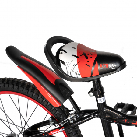 Bicicleta Baieti Rich Baby 7-10 Ani, Roti 20 Inch, Frane C-Brake, Rich Baby CST20/04C, Cadru Negru cu Design Rosu [1]