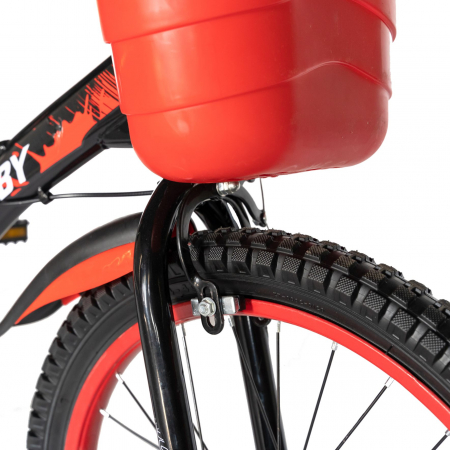 Bicicleta Baieti Rich Baby 7-10 Ani, Roti 20 Inch, Frane C-Brake, Rich Baby CST20/04C, Cadru Negru cu Design Rosu [4]