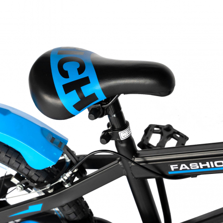 Bicicleta Baieti Rich Baby 7-10 Ani, Roti 20 Inch, Frane C-Brake, Roti Ajutatoare, Rich Baby CST20/02C, Cadru Negru cu Design Albastru [3]