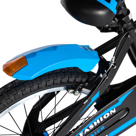 Bicicleta Baieti Rich Baby 7-10 Ani, Roti 20 Inch, Frane C-Brake, Roti Ajutatoare, Rich Baby CST20/02C, Cadru Negru cu Design Albastru [1]