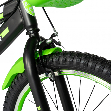 Bicicleta Baieti Rich Baby 7-10 Ani, Roti 20 Inch, Frane C-Brake, Roti Ajutatoare, Rich Baby CST20/02C, Cadru Negru cu Design Verde [4]