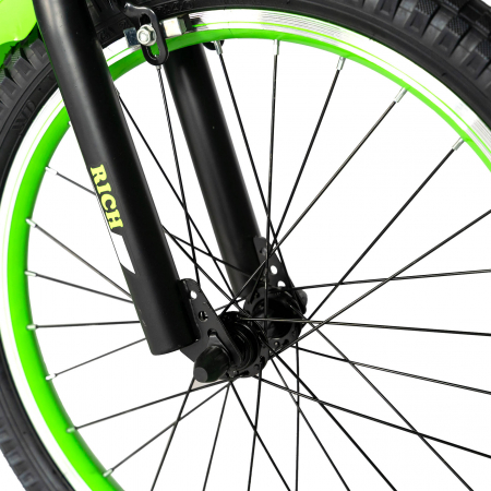 Bicicleta Baieti Rich Baby 7-10 Ani, Roti 20 Inch, Frane C-Brake, Roti Ajutatoare, Rich Baby CST20/02C, Cadru Negru cu Design Verde [6]