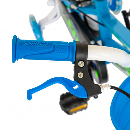 Bicicleta baieti Rich Baby R1407A, roata 14", C-Brake, roti ajutatoare cu LED, 3-5 ani, albastru/verde  [7]