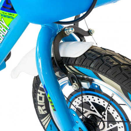 Bicicleta baieti Rich Baby R1407A, roata 14", C-Brake, roti ajutatoare cu LED, 3-5 ani, albastru/verde  [6]