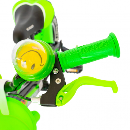 Bicicleta baieti Rich Baby R1407A, roata 14", C-Brake, roti ajutatoare cu LED, 3-5 ani, negru/verde  [8]