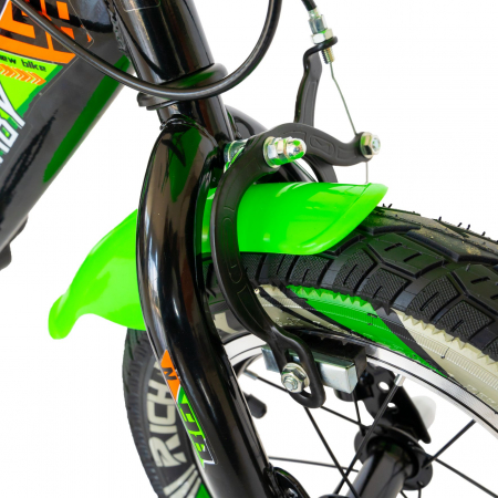 Bicicleta baieti Rich Baby R1407A, roata 14", C-Brake, roti ajutatoare cu LED, 3-5 ani, negru/verde  [6]
