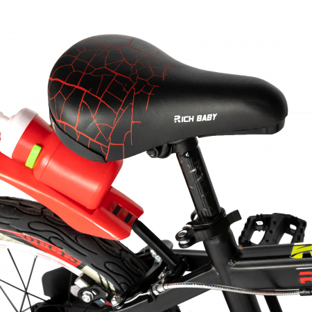 Bicicleta baieti RICH BABY R16WTB, roata 16", roti ajutatoare, 4-6 ani, culoare negru/rosu [1]