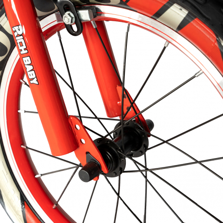 Bicicleta baieti RICH BABY R16WTB, roata 16", roti ajutatoare, 4-6 ani, culoare negru/rosu [4]