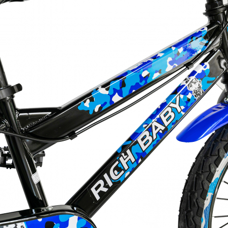 Bicicleta baieti RICH BABY R18WTA, roata 18", roti ajutatoare cu LED, 5-7 ani, negru negru/albastru [5]