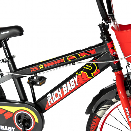 Bicicleta baieti RICH BABY R20WTB, roata 20", 7-10 ani, culoare negru/rosu [3]