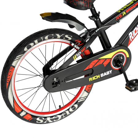 Bicicleta baieti RICH BABY R20WTB, roata 20", 7-10 ani, culoare negru/rosu [2]