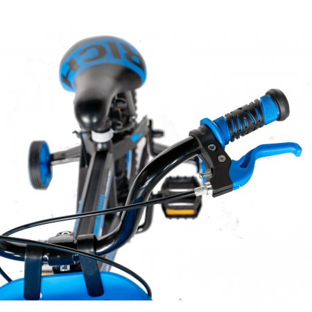 Bicicleta baieti Rich Baby T1202C, roata 12", C-Brake, roti ajutatoare, 2-4 ani, negru/albastru [5]