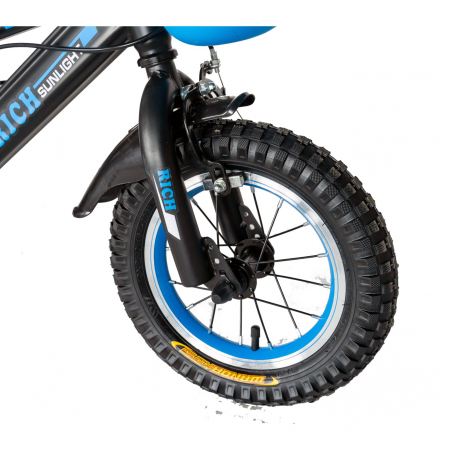 Bicicleta baieti Rich Baby T1202C, roata 12", C-Brake, roti ajutatoare, 2-4 ani, negru/albastru [9]