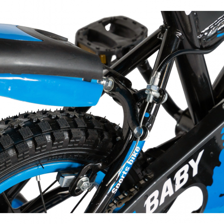 Bicicleta baieti Rich Baby T1204C, roata 12", C-Brake,  roti ajutatoare, 2-4 ani, negru/albastru [2]
