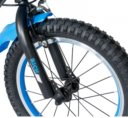 Bicicleta baieti Rich Baby T1602C, roata 16", C-Brake, roti ajutatoare, 4-6 ani, negru/albastru [1]