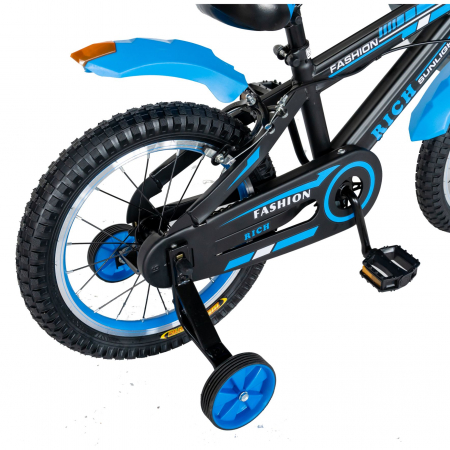 Bicicleta baieti Rich Baby T1602C, roata 16", C-Brake, roti ajutatoare, 4-6 ani, negru/albastru [2]