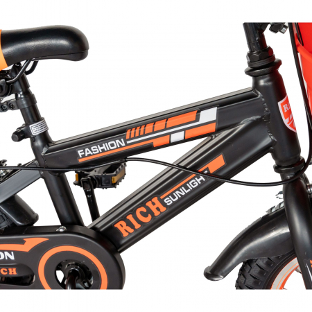 Bicicleta baieti Rich Baby T1602C, roata 16", C-Brake, roti ajutatoare, 4-6 ani, negru/portocaliu [4]
