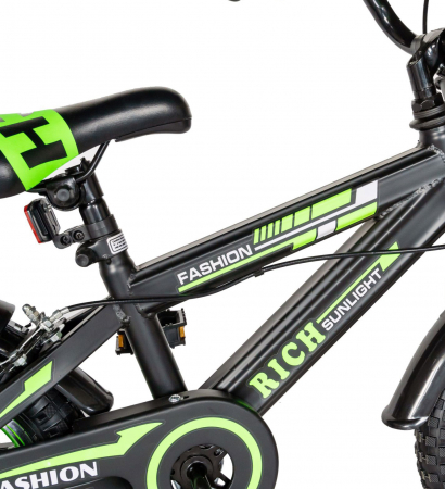 Bicicleta baieti Rich Baby T1602C, roata 16", C-Brake, roti ajutatoare, 4-6 ani, negru/verde [4]