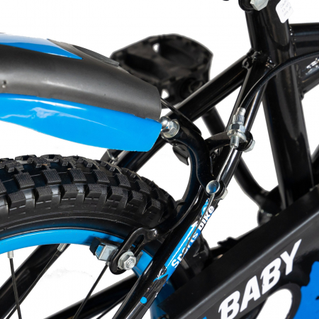 Bicicleta baieti Rich Baby T1604C, roata 16", C-Brake,  roti ajutatoare, 4-6 ani, negru/albastru [1]