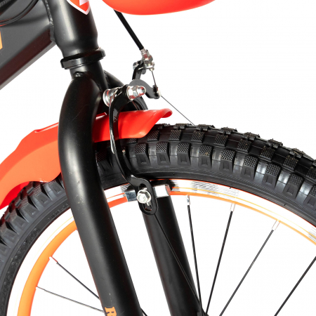 Bicicleta baieti Rich Baby T2002C, roata 20", C-Brake, roti ajutatoare, 7-10 ani, negru/portocaliu [4]