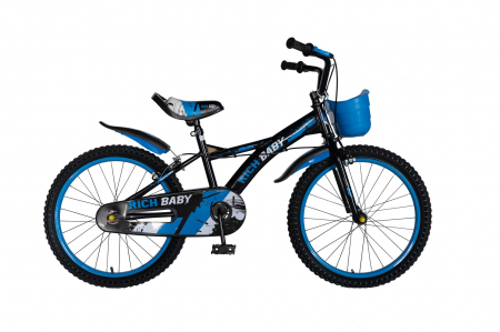 Bicicleta baieti Rich Baby T2004C, roata 20", C-Brake, 7-10 ani, negru/albastru [0]