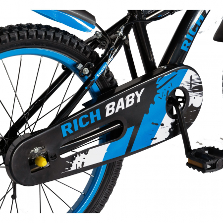 Bicicleta baieti Rich Baby T2004C, roata 20", C-Brake, 7-10 ani, negru/albastru [3]