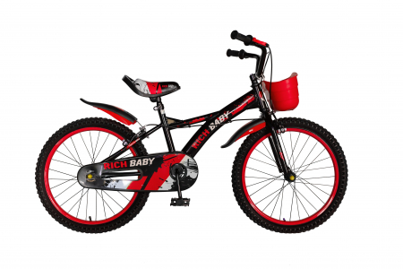 Bicicleta baieti Rich Baby T2004C, roata 20", C-Brake, 7-10 ani, negru/rosu [0]