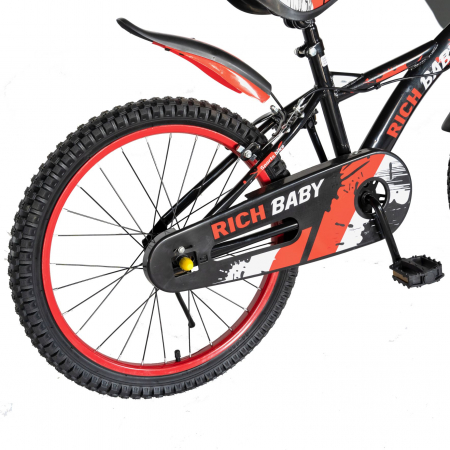 Bicicleta baieti Rich Baby T2004C, roata 20", C-Brake, 7-10 ani, negru/rosu [3]