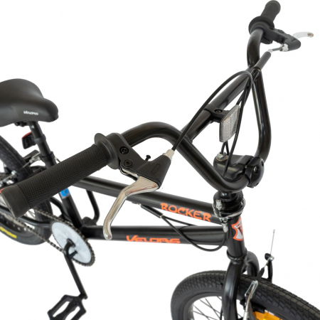 Bicicleta BMX Velors, Roti 20 Inch, Frane V-Brake, Velors Rocker CSV20/16A, Cadru Negru cu Design Portocaliu [2]
