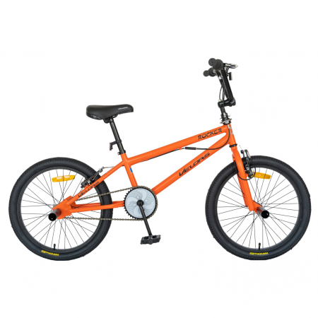 Bicicleta BMX Velors, Roti 20 Inch, Frane V-Brake, Velors Rocker CSV20/16A, Cadru Portocaliu cu Design Negru [0]