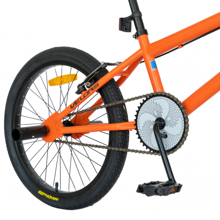 Bicicleta BMX Velors, Roti 20 Inch, Frane V-Brake, Velors Rocker CSV20/16A, Cadru Portocaliu cu Design Negru [2]