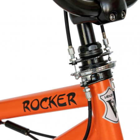 Bicicleta BMX Velors, Roti 20 Inch, Frane V-Brake, Velors Rocker CSV20/16A, Cadru Portocaliu cu Design Negru [3]