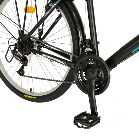 Bicicleta City Rich, Roti 26 Inch, Schimbator Sunrun, 18 viteze, Frana V-Brake, Portbagaj, Aparatori Aluminiu, RICH CSR26/35A, cadru Negru cu Design Albastru [4]