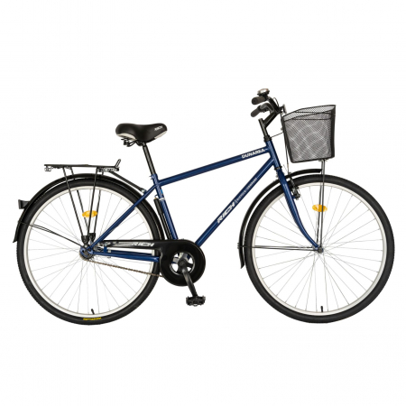 Bicicleta City Rich, Roti 28 Inch, Frana V-Brake, Portbagaj, Aparatori Aluminiu, RICH Dunarea CSR28/91A, Cadru Albastru cu Design Alb [0]