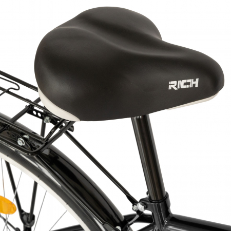 Bicicleta City Rich, Roti 28 Inch, Frana V-Brake, Portbagaj, Aparatori Aluminiu, RICH Dunarea CSR28/91A, Cadru Negru cu Design Alb [5]