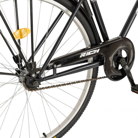 Bicicleta City Rich, Roti 28 Inch, Frana V-Brake, Portbagaj, Aparatori Aluminiu, RICH Dunarea CSR28/91A, Cadru Negru cu Design Alb [2]
