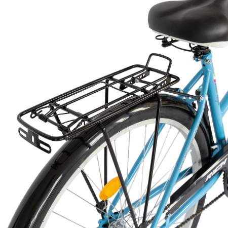 Bicicleta City Rich, Roti 28 Inch, Frana V-Brake, Portbagaj, Aparatori Aluminiu, RICH Dunarea CSR28/92A, Cadru Bleu cu Design Alb [2]