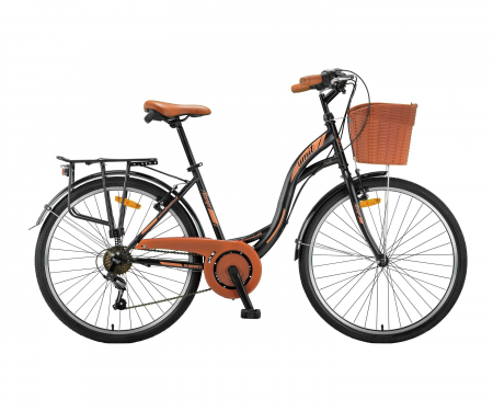 Bicicleta City UMIT Alanya , culoare negru/maro , roata 24" , Otel [0]