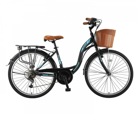 Bicicleta City Umit Alanya , Culoare Negru/Verde  , Roata 28" Otel [0]