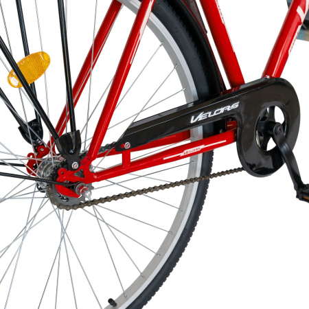 Bicicleta City Velors Roti 28 Inch, Frane Mecanice V-Brake, Velors Ukrayna CSV28/93A, Cadru Rosu cu Design Alb [3]