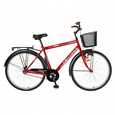 Bicicleta City Velors Roti 28 Inch, Frane Mecanice V-Brake, Velors Ukrayna CSV28/93A, Cadru Rosu cu Design Alb [0]