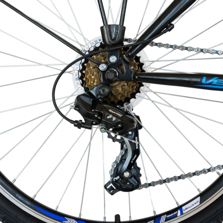Bicicleta CITY Velors V2633B, roata 26 inch, echipare Shimano, 18 viteze, culoare negru/albastru [4]
