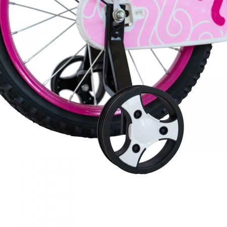 Bicicleta copii 16"  RICH BABY R1602A, culoare alb/roz, roti ajutatoare, varsta 4-6 ani [2]