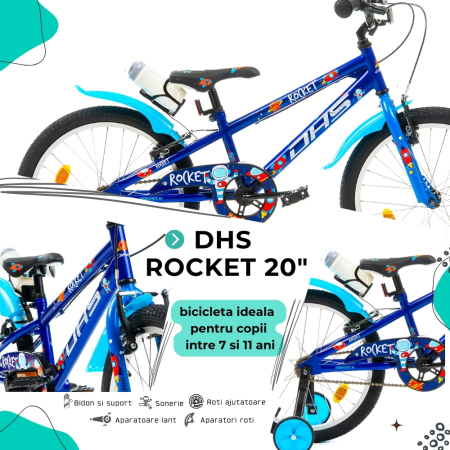 Bicicleta Copii DHS Rocket - 20 Inch, Albastru inchis [3]