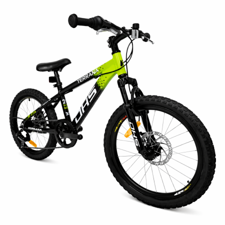 Bicicleta Copii Dhs Terrana 2023, model 2026 - 20 Inch, Negru-Verde [1]