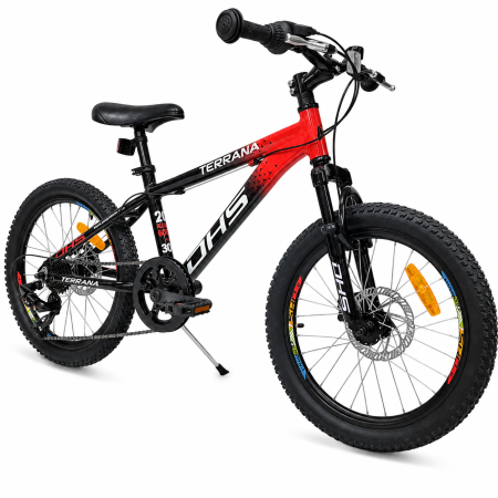 Bicicleta Copii Dhs Terrana 2023, model 2026 - 20 Inch, Rosu-Negru [1]